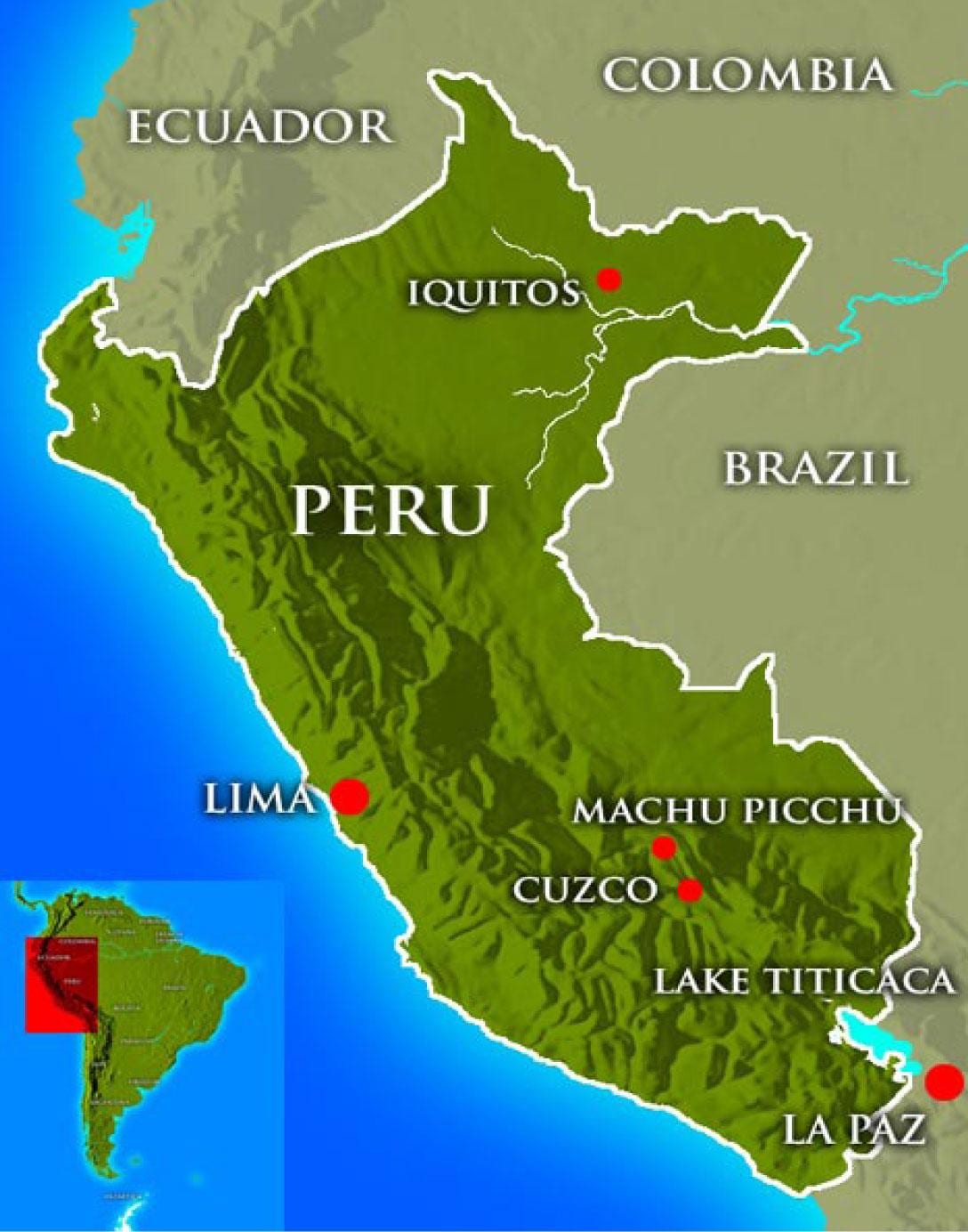 Mappa di capitale del perù