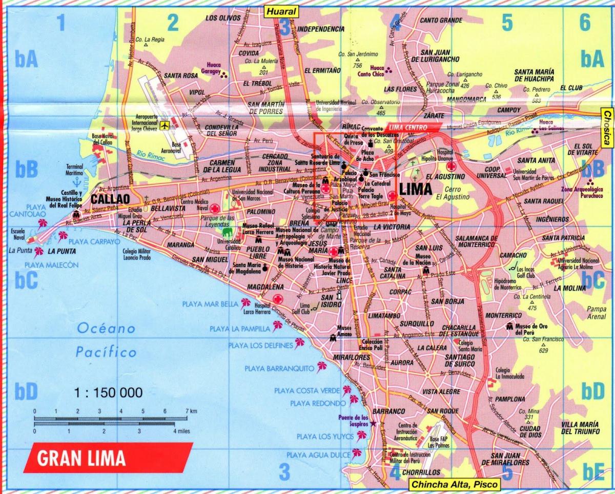Mappa di Lima attrazioni