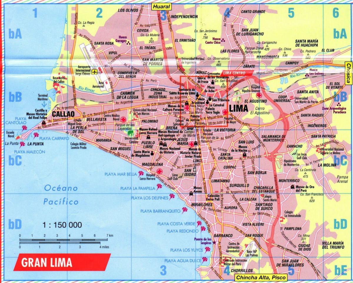 Mappa di Lima hop on hop off bus