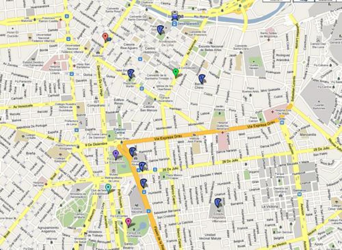 Lima, perù, autobus mappa