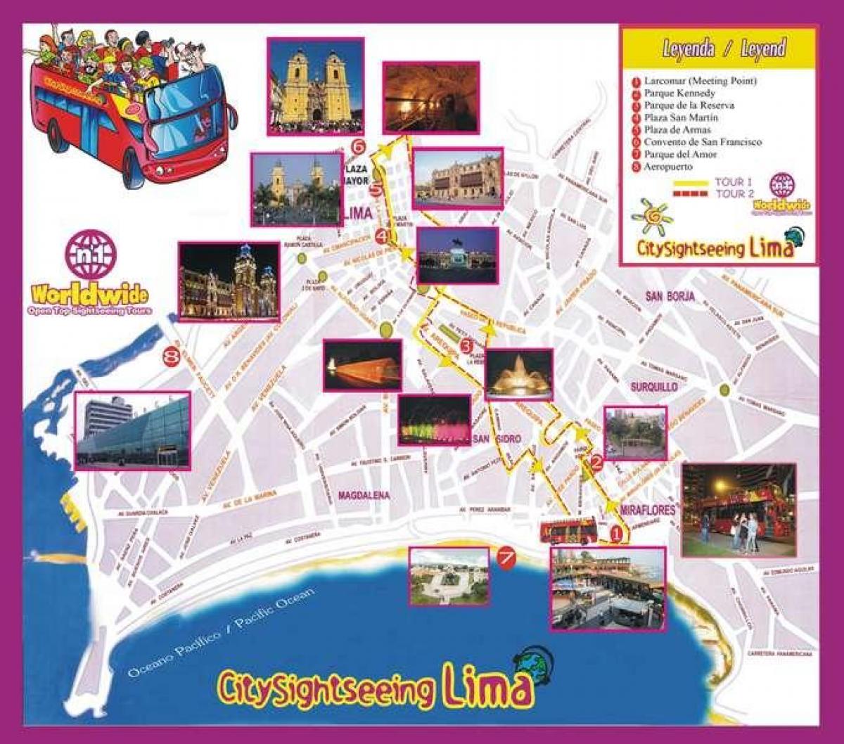 mappa turistica di Lima, perù