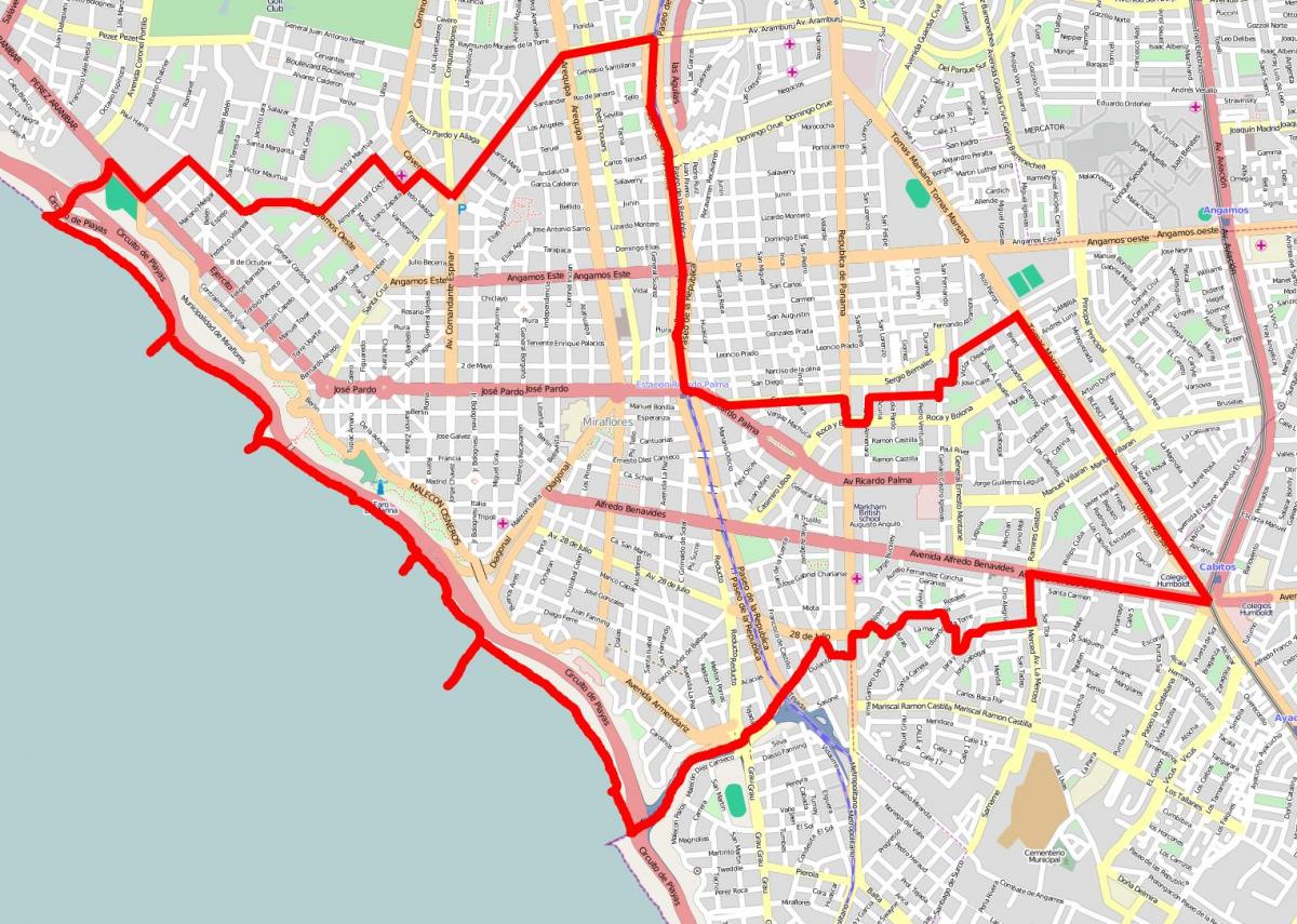 Miraflores Lima la mappa