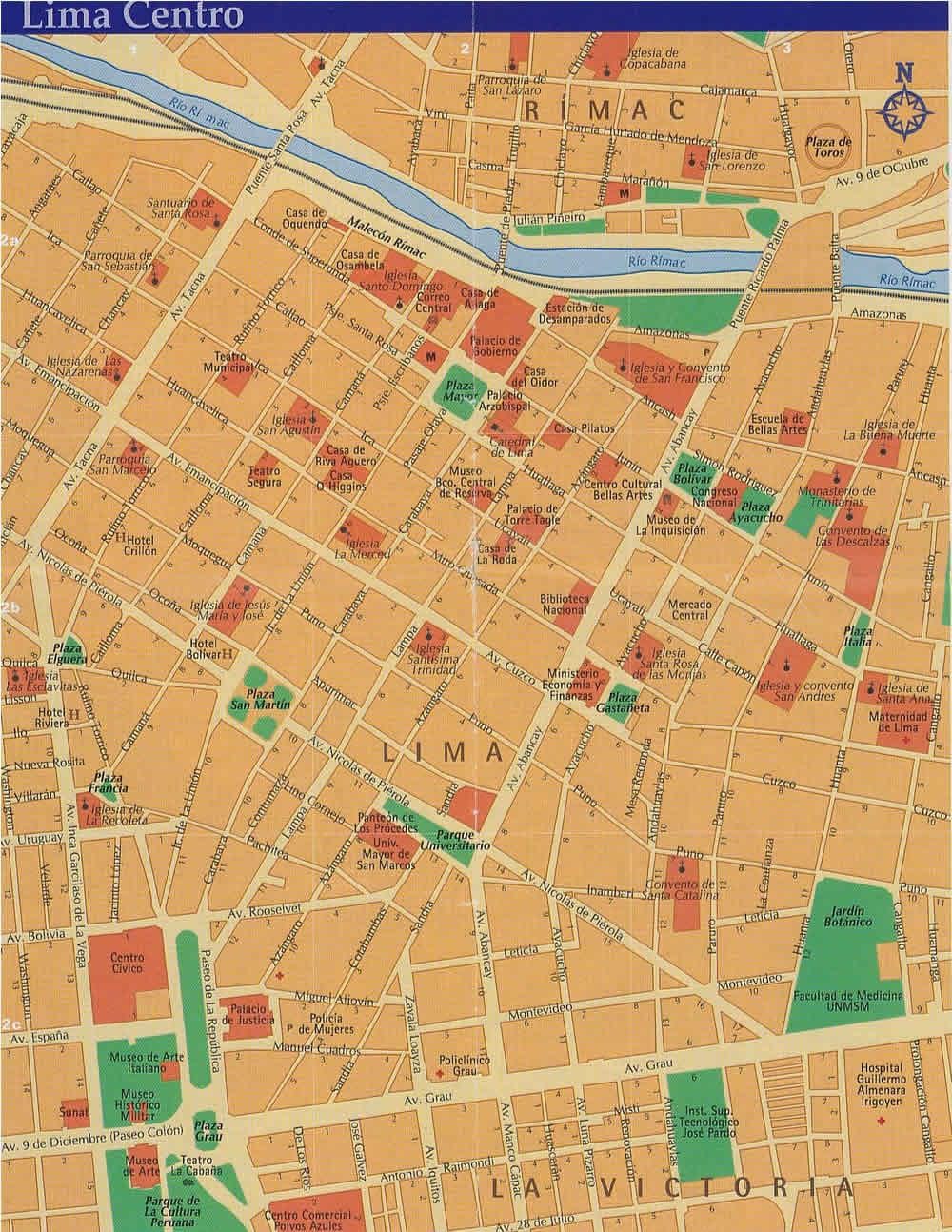 Mappa di mappa di Lima in perù e dintorni