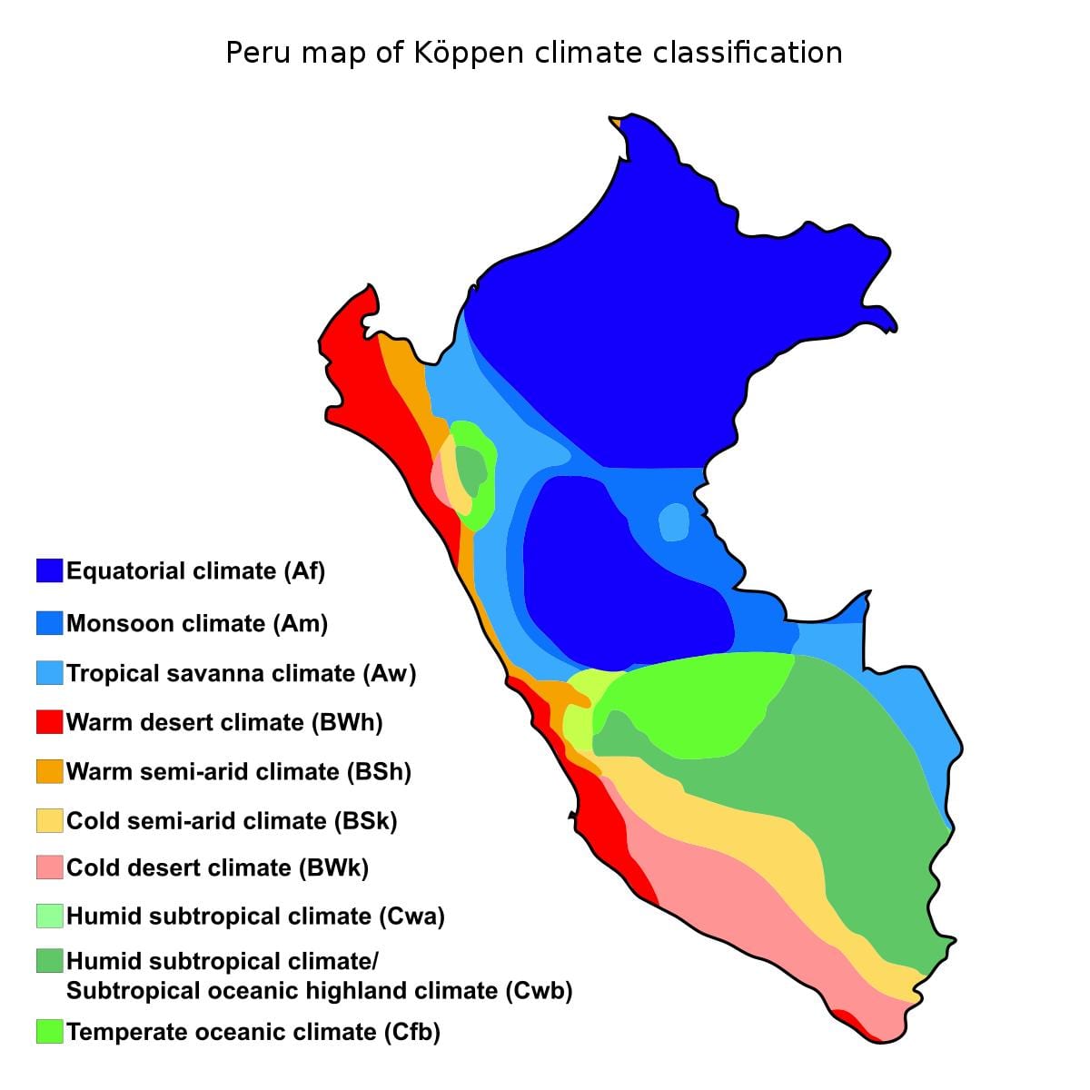 Mappa del perù clima