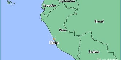 Lima in perù nella mappa del mondo