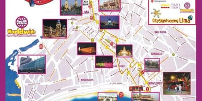 Mappa turistica di Lima, perù