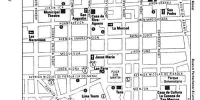 Mappa di Lima tour a piedi